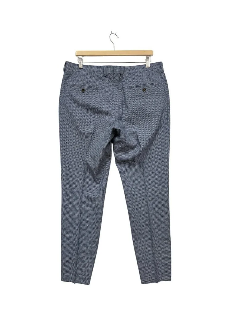 J. Crew Ludlow Slim Fit Suit Pants  Italian Wool Silk Sz 35x32 Blue Houndstooth